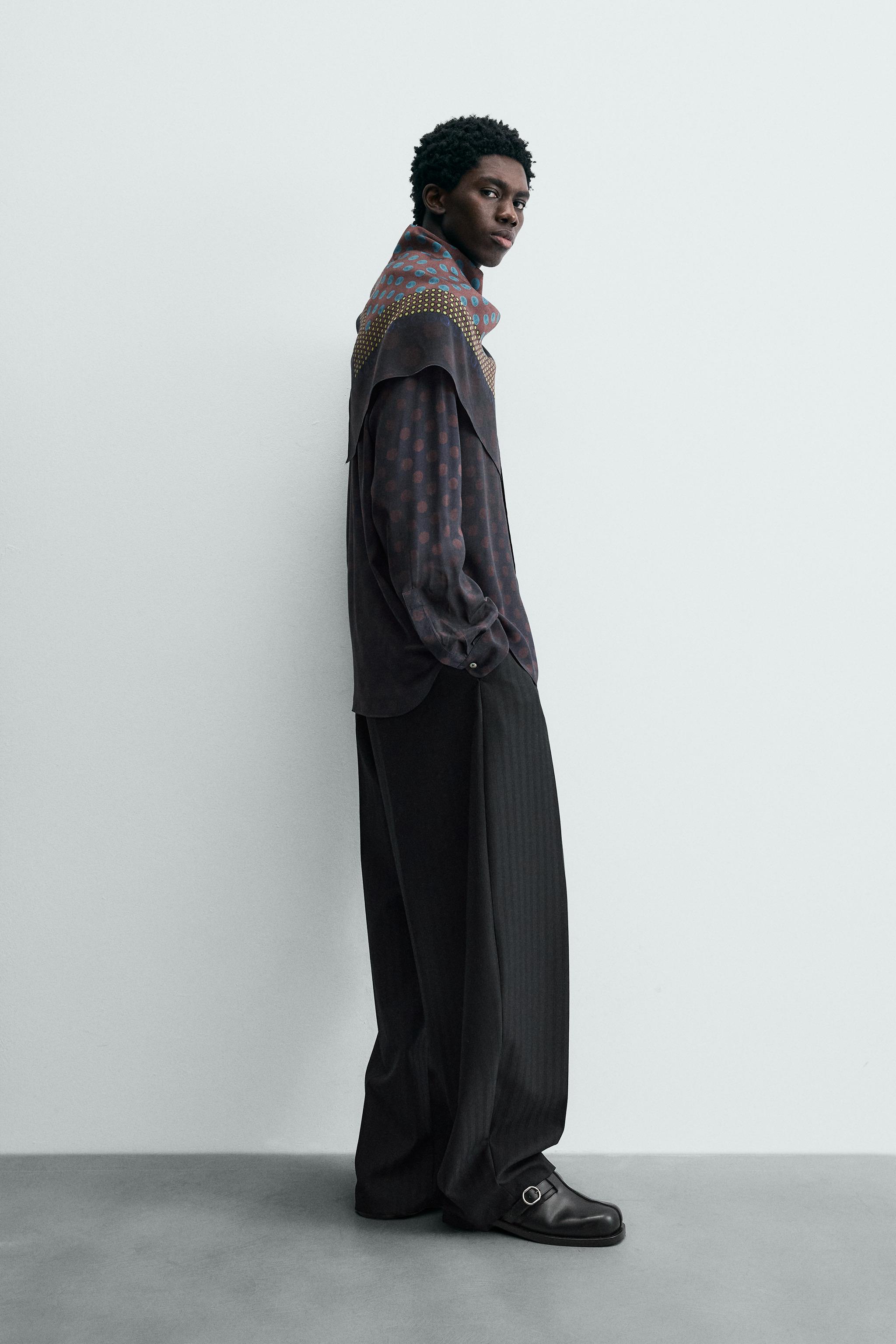 LIMITED EDITION FLOWY POLKA DOT SCARF SHIRT